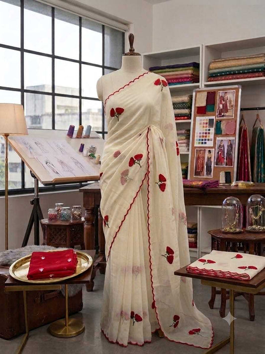 Georgette Designer Saree in Red