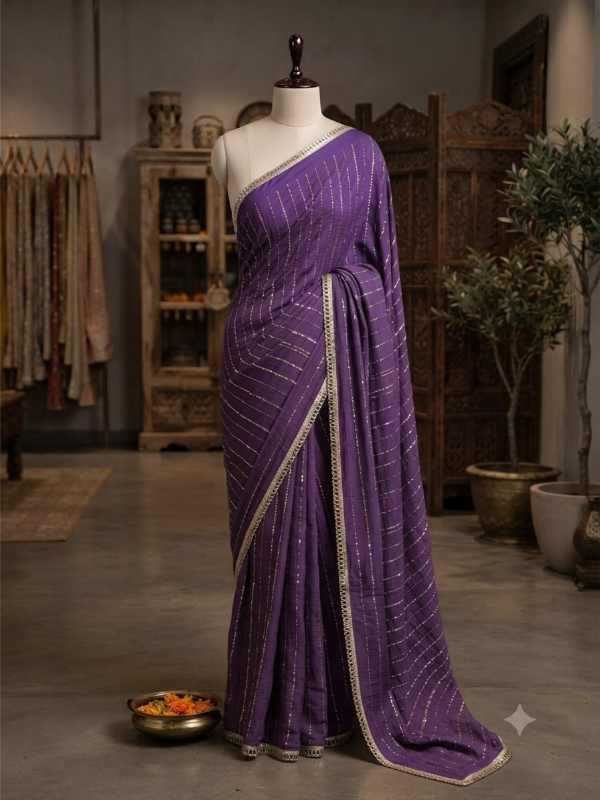 Georgette Designer Saree in Purple