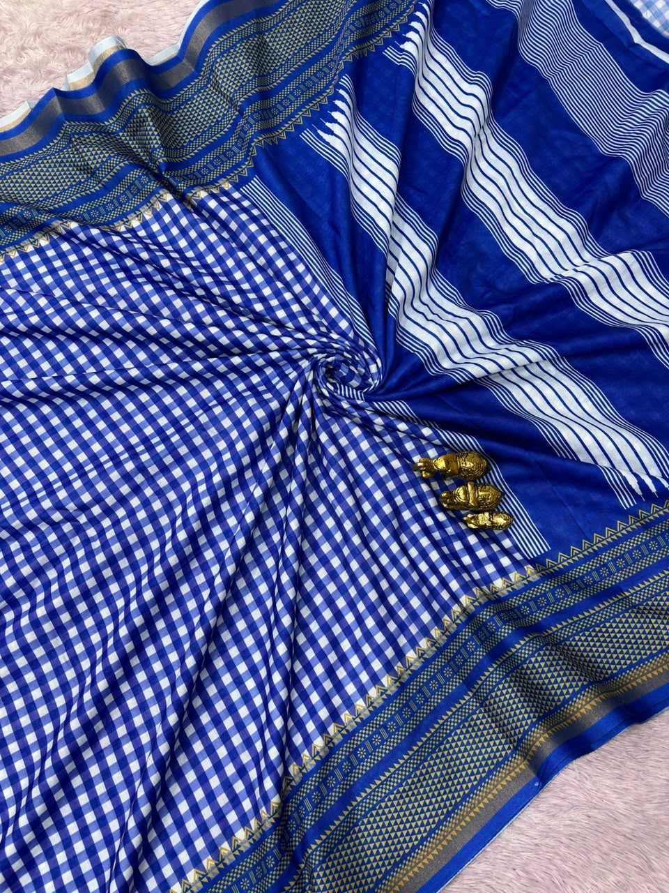 Soft Cotton Designer Saree in Blue