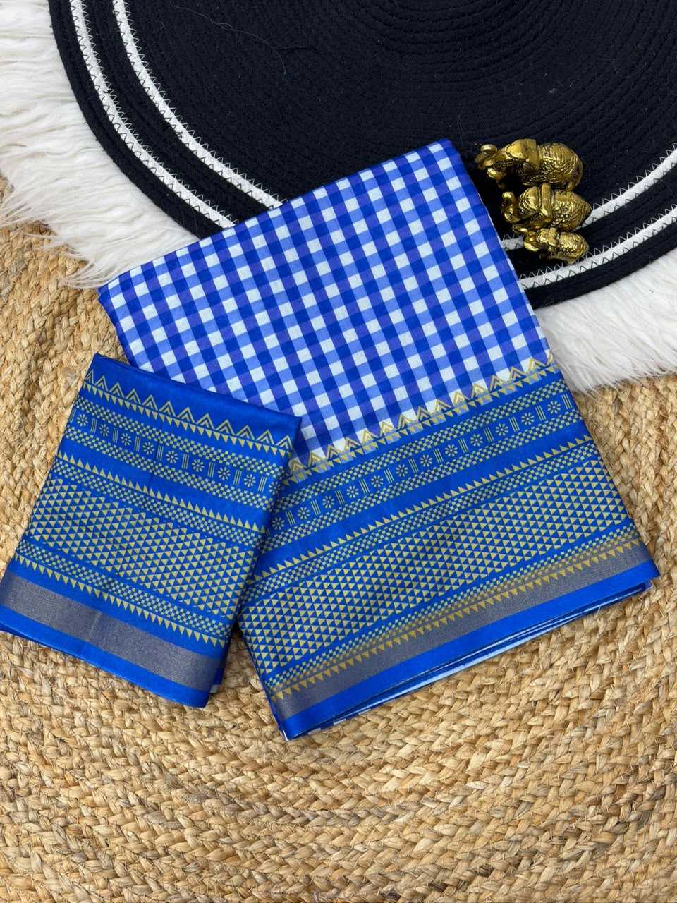 Soft Cotton Designer Saree in Blue