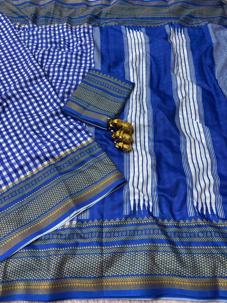 Soft Cotton Designer Saree in Blue
