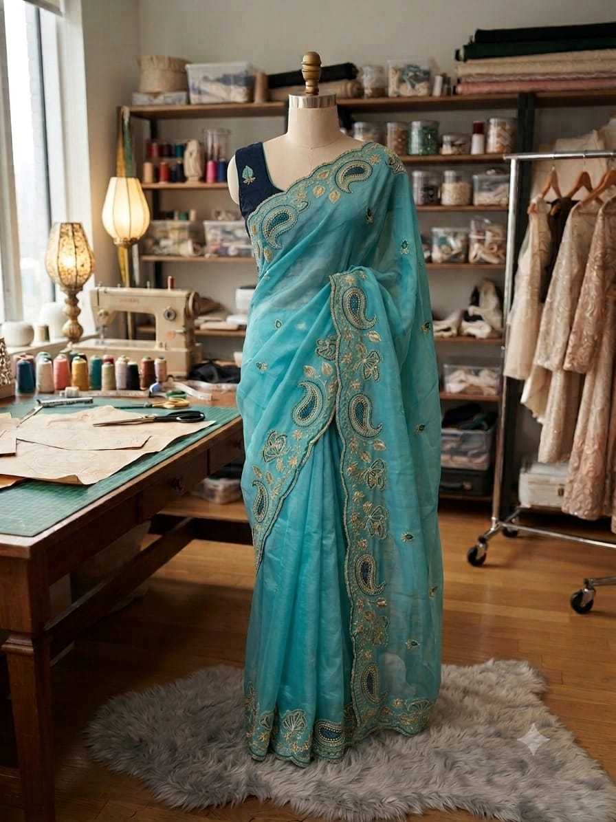 Georgette Designer Saree in Off White
