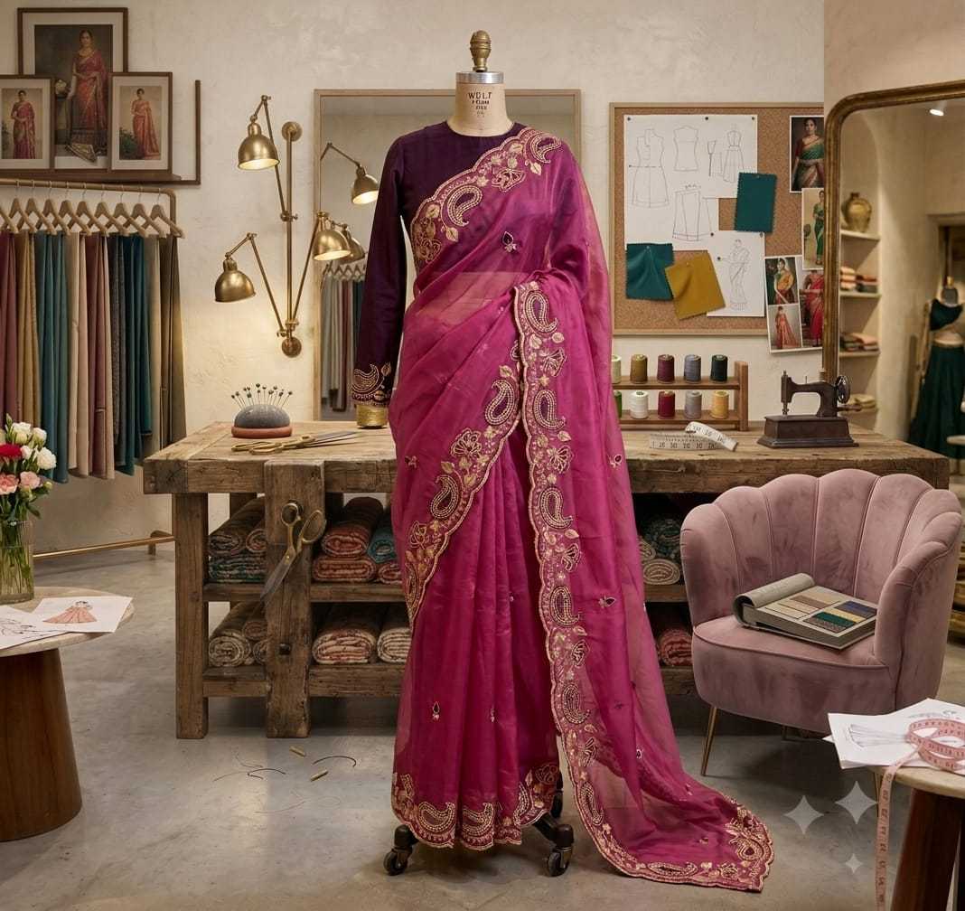 Georgette Designer Saree in Off White