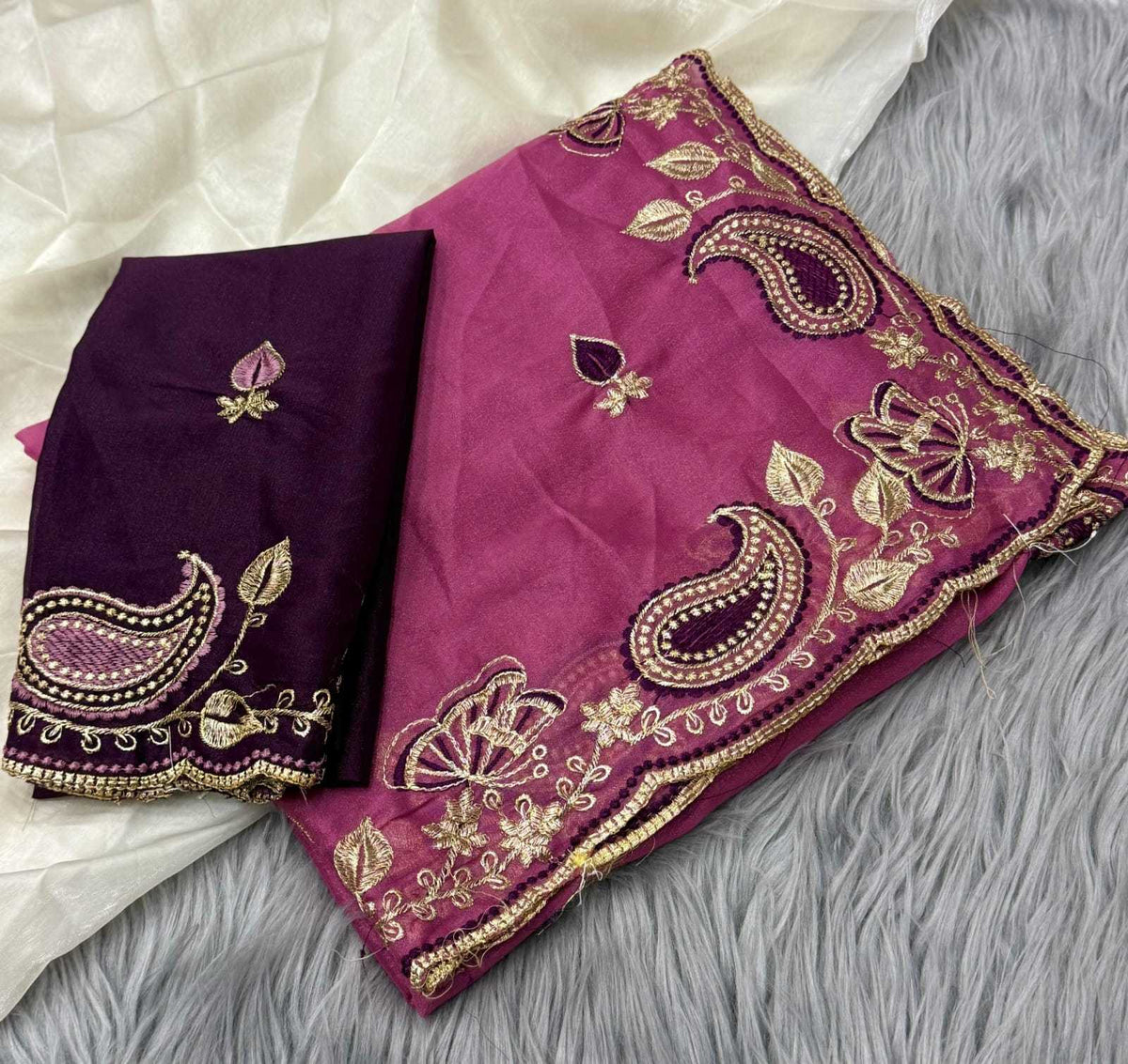 Georgette Designer Saree in Off White