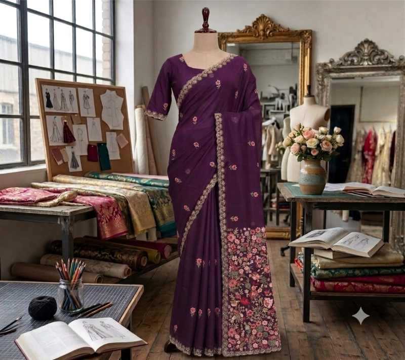Georgette Saree in Red