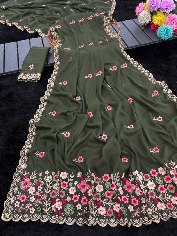 Georgette Saree in Red