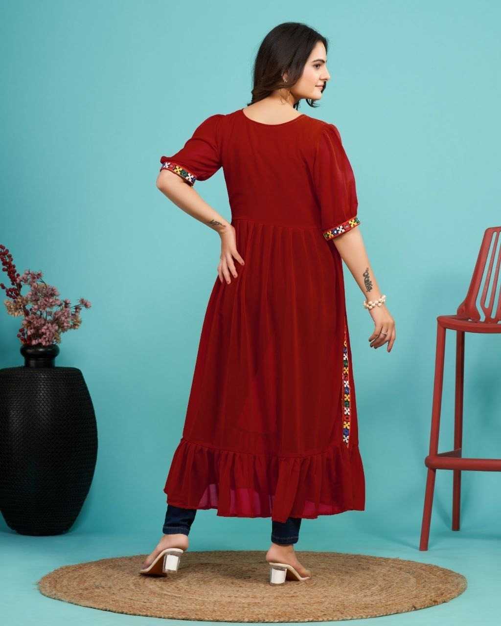 Faux Georgette Party Wear Kurti in Black