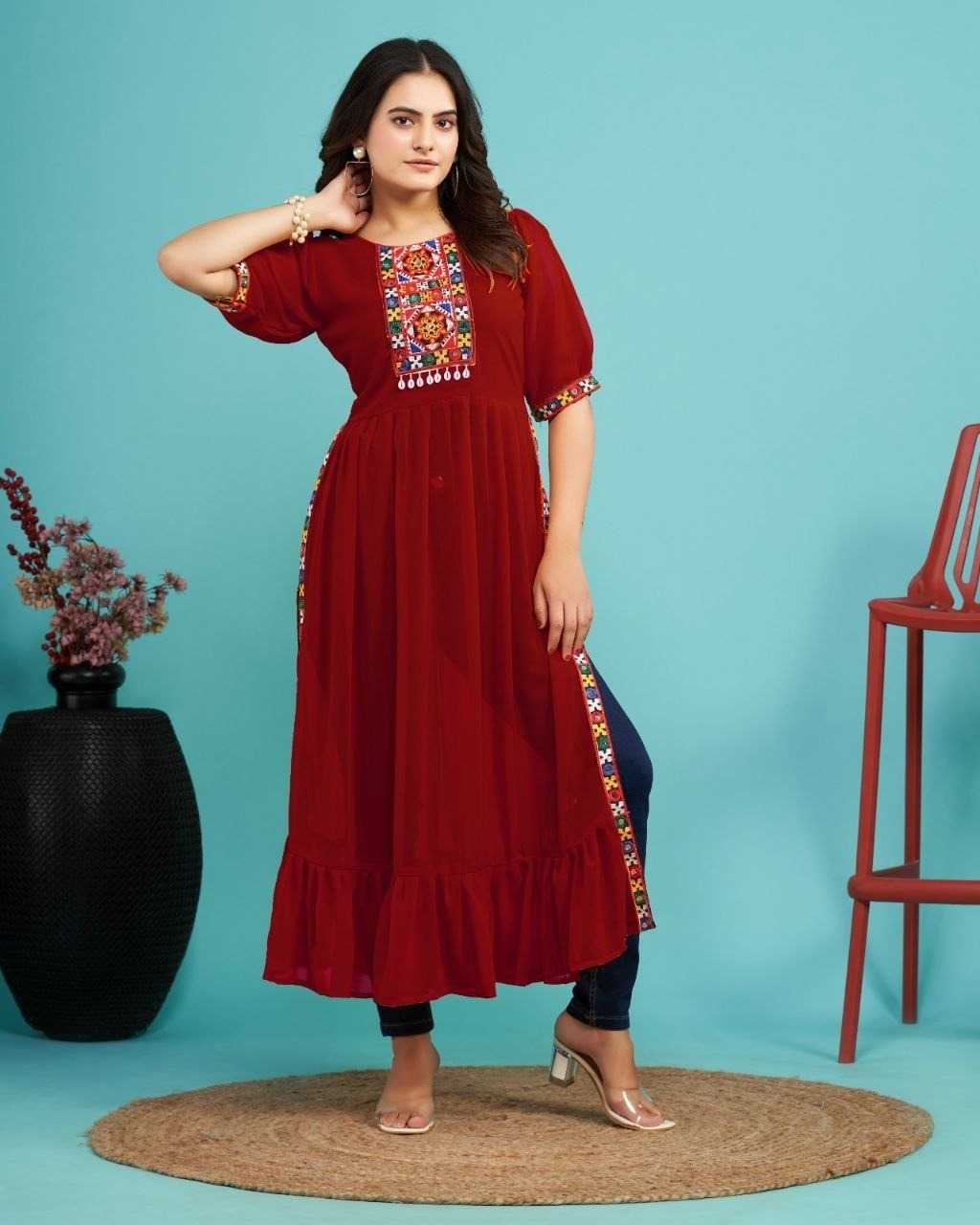 Faux Georgette Party Wear Kurti in Black