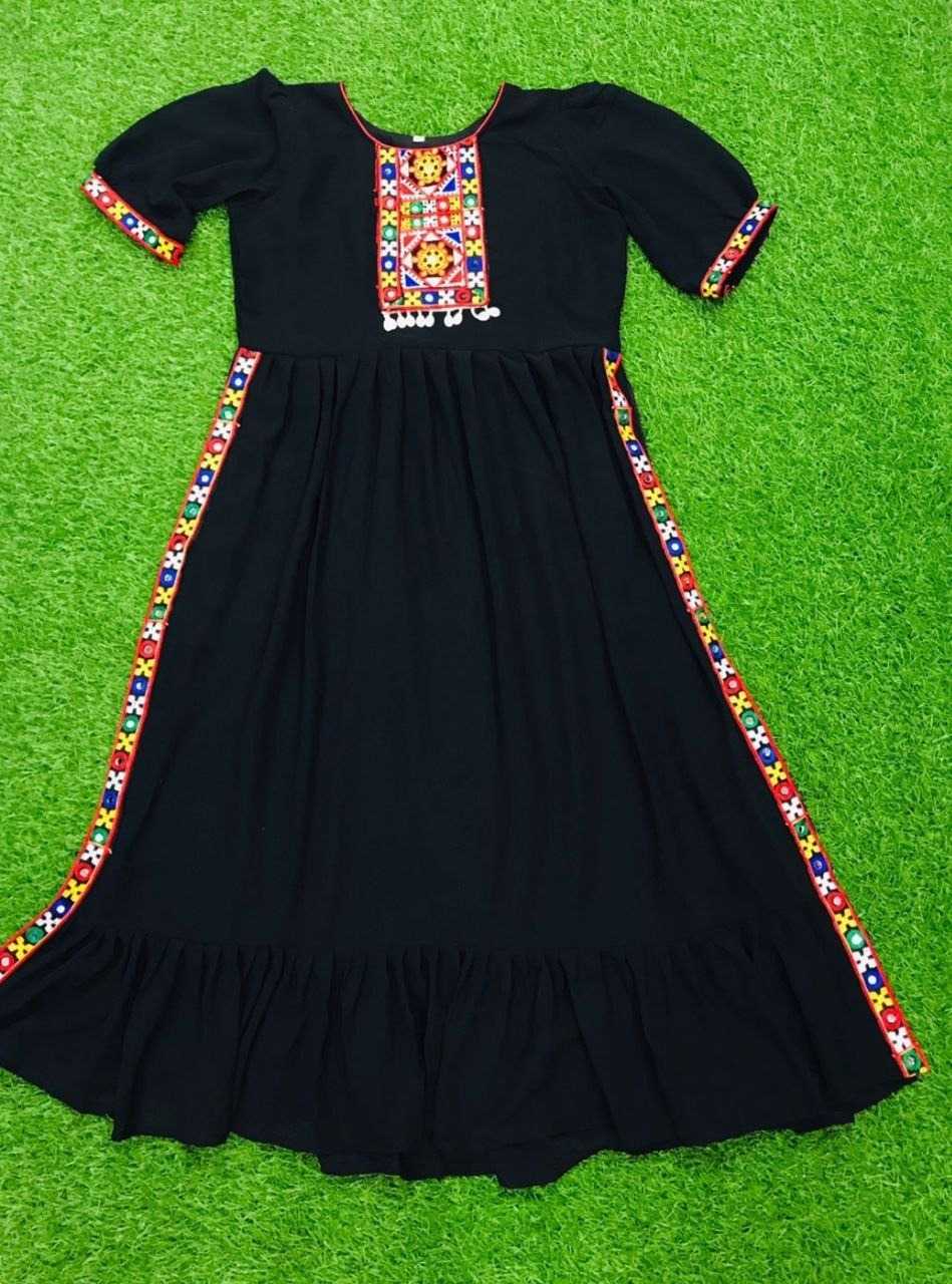 Faux Georgette Party Wear Kurti in Black