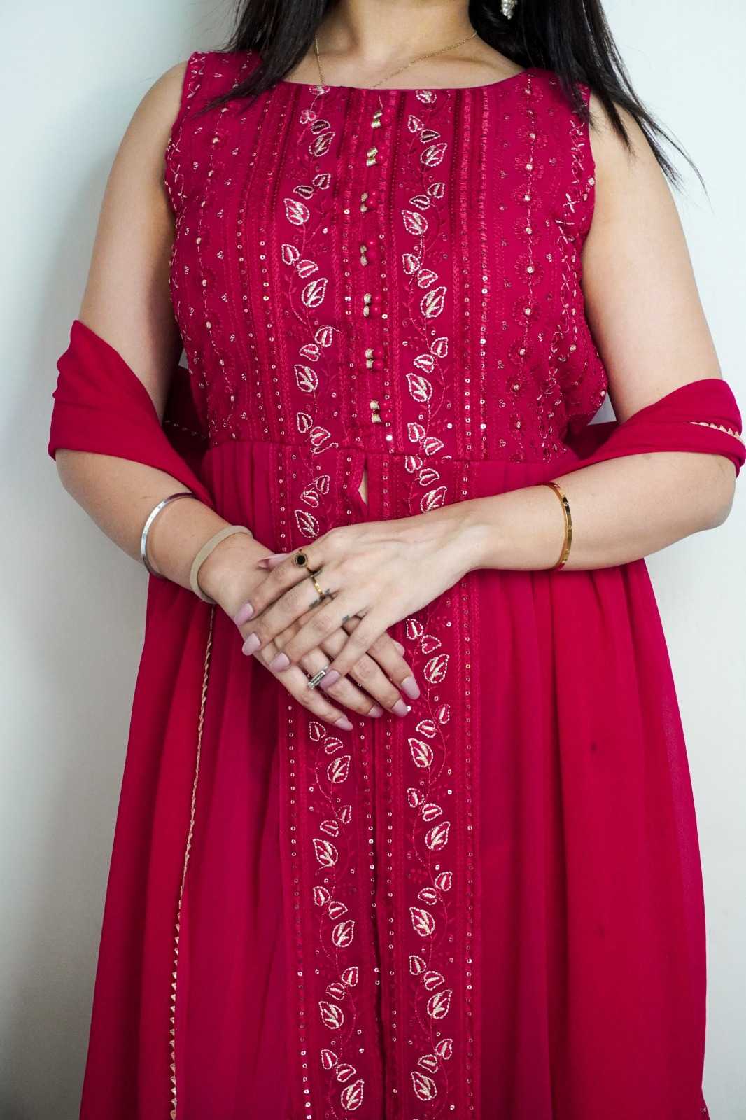 Faux Blooming Embroidered Suit