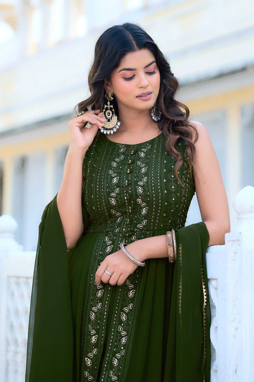Faux Blooming Embroidered Suit