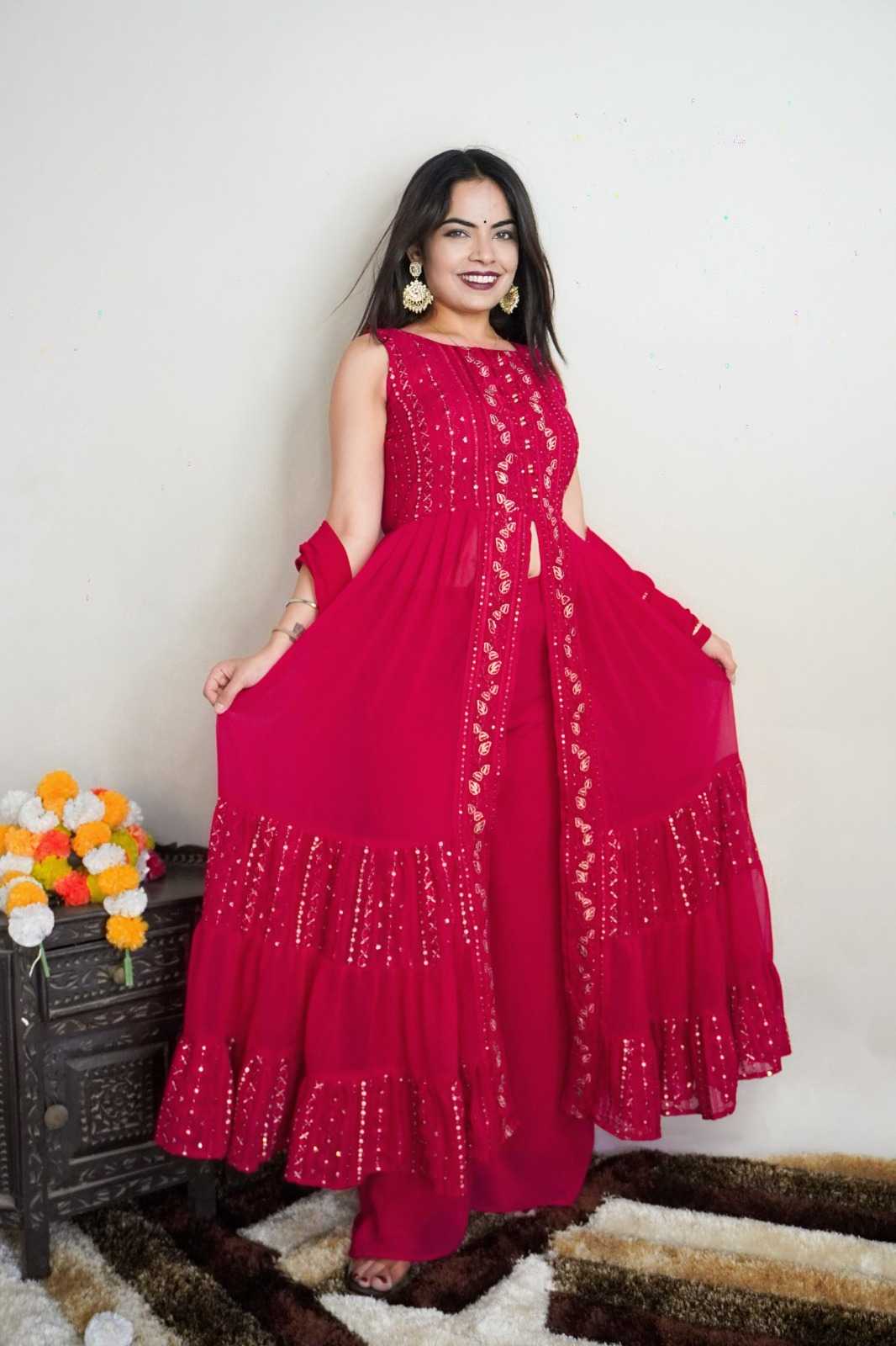 Faux Blooming Embroidery Suit