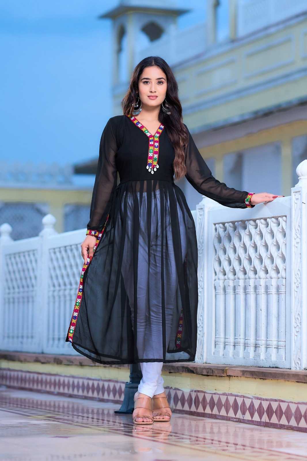 Faux Georgette Designer Kurti in White