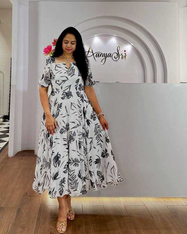 Faux Georgette Printed Gown