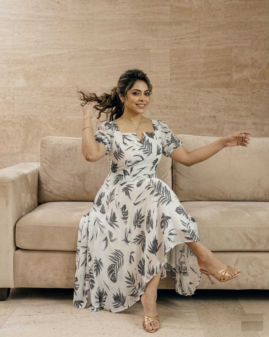 Faux Georgette Printed Gown