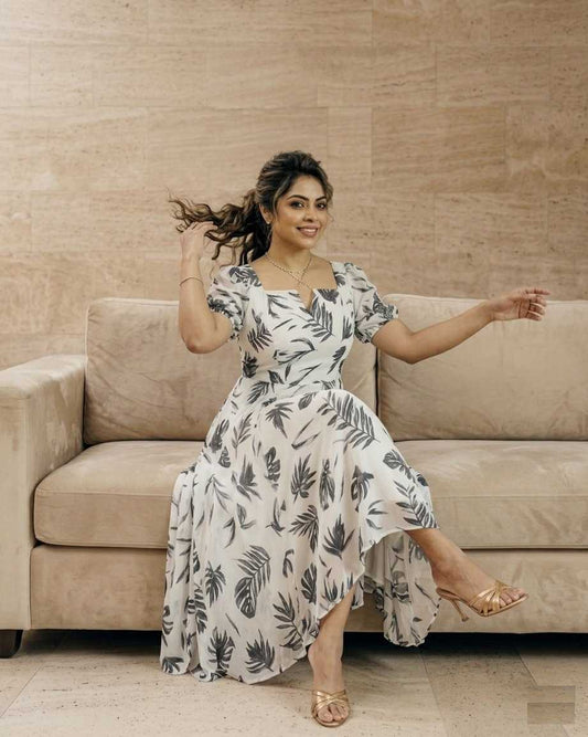Faux Georgette Printed Gown
