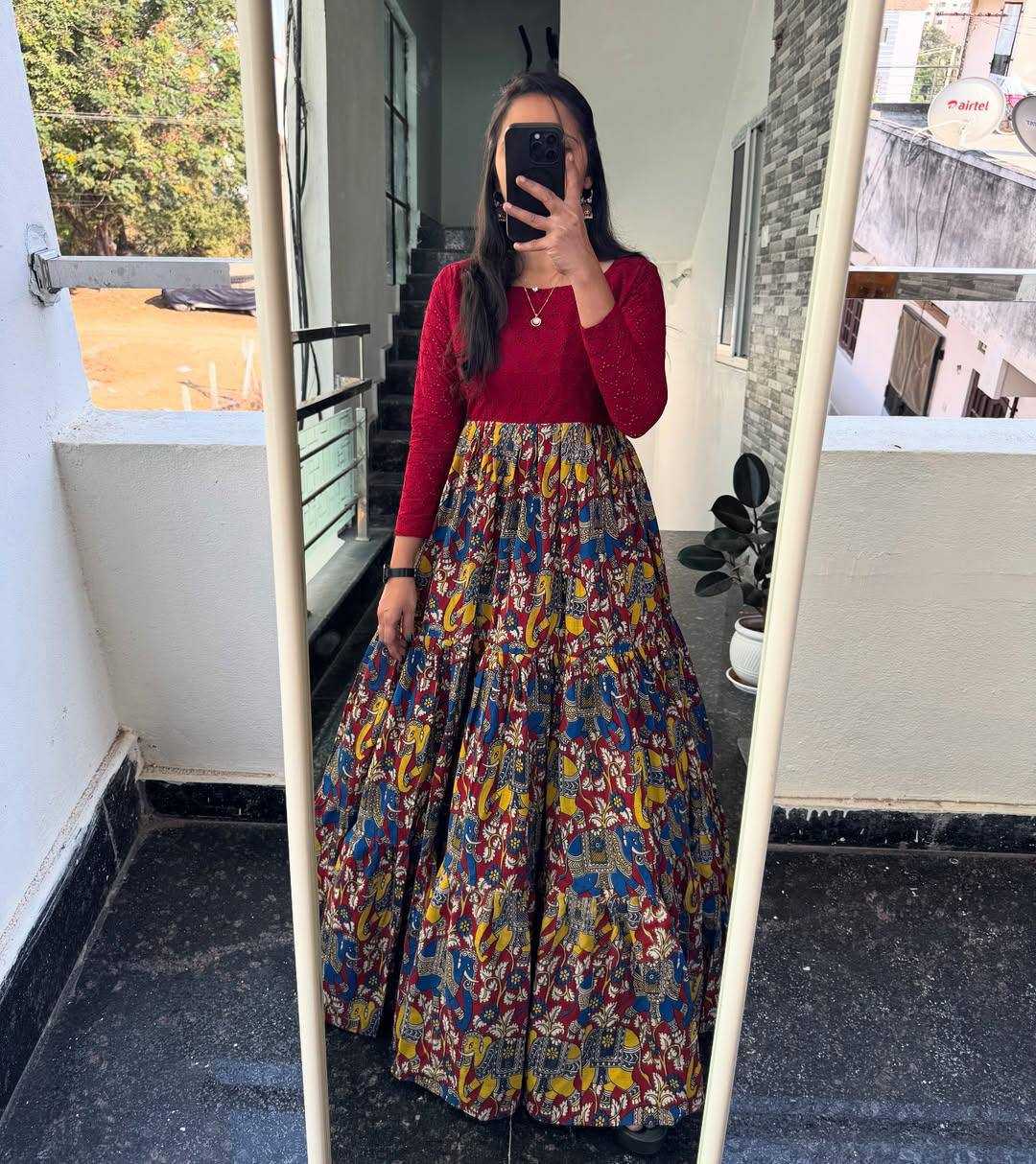Chanderi Cotton Printed Gown