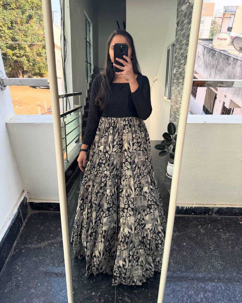 Chanderi Cotton Printed Gown