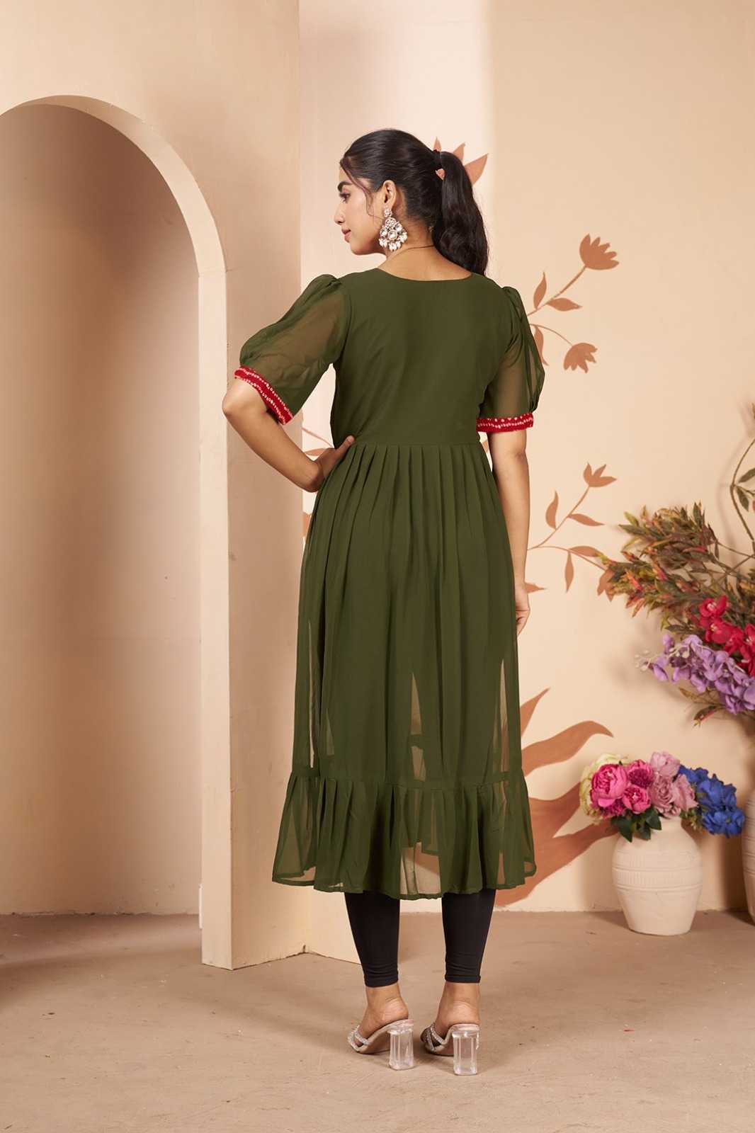 Georgette Designer Kurti in Rani
