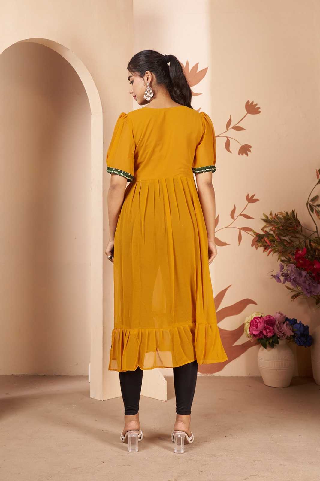 Georgette Designer Kurti in Rani