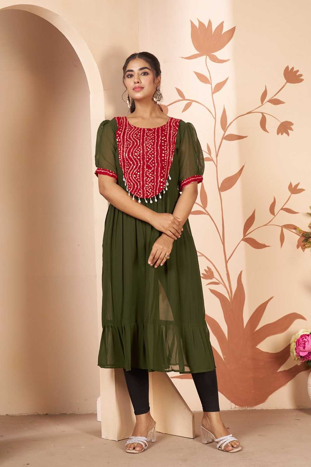 Georgette Designer Kurti in Rani