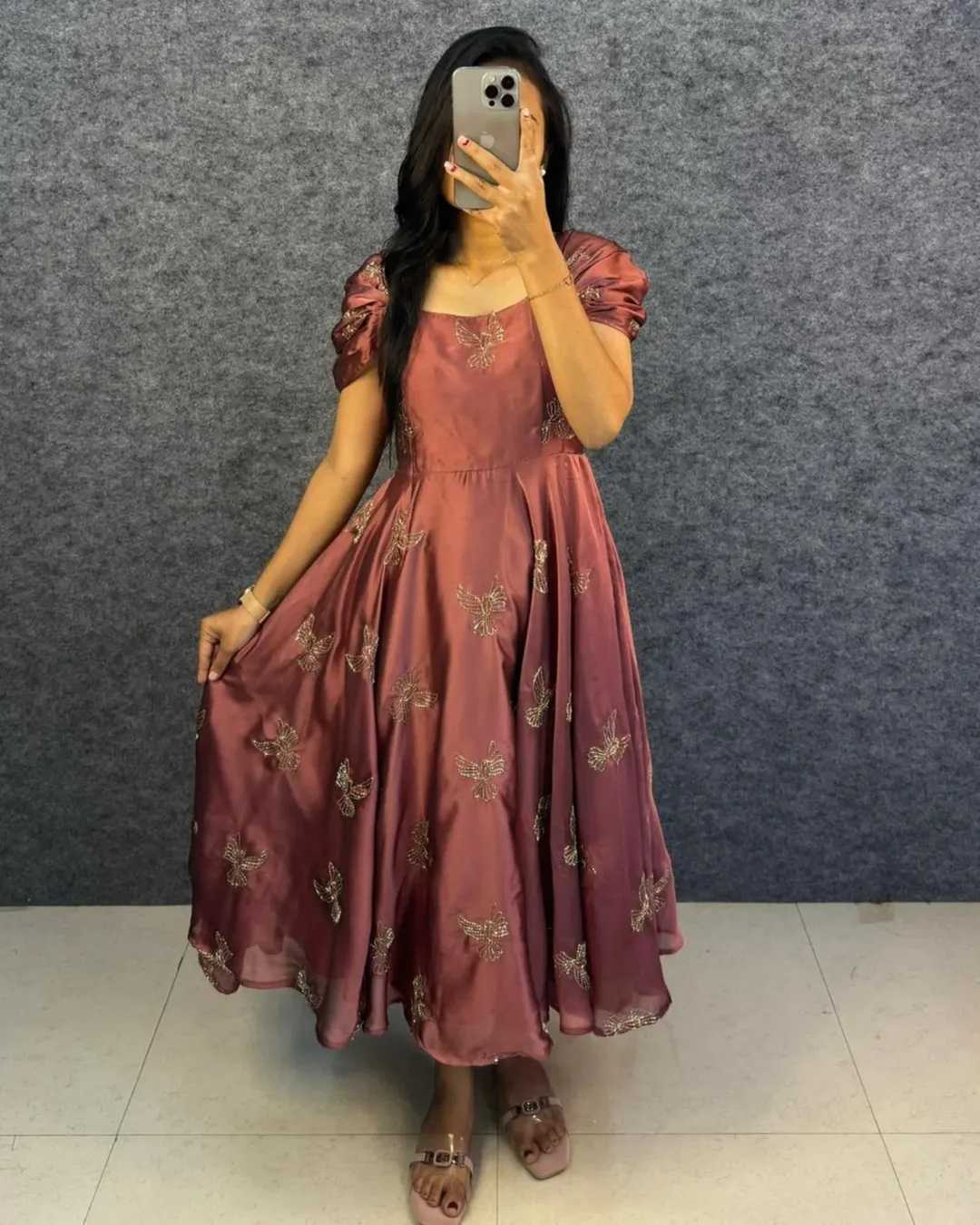 Rangoli Silk Embroidery Gown