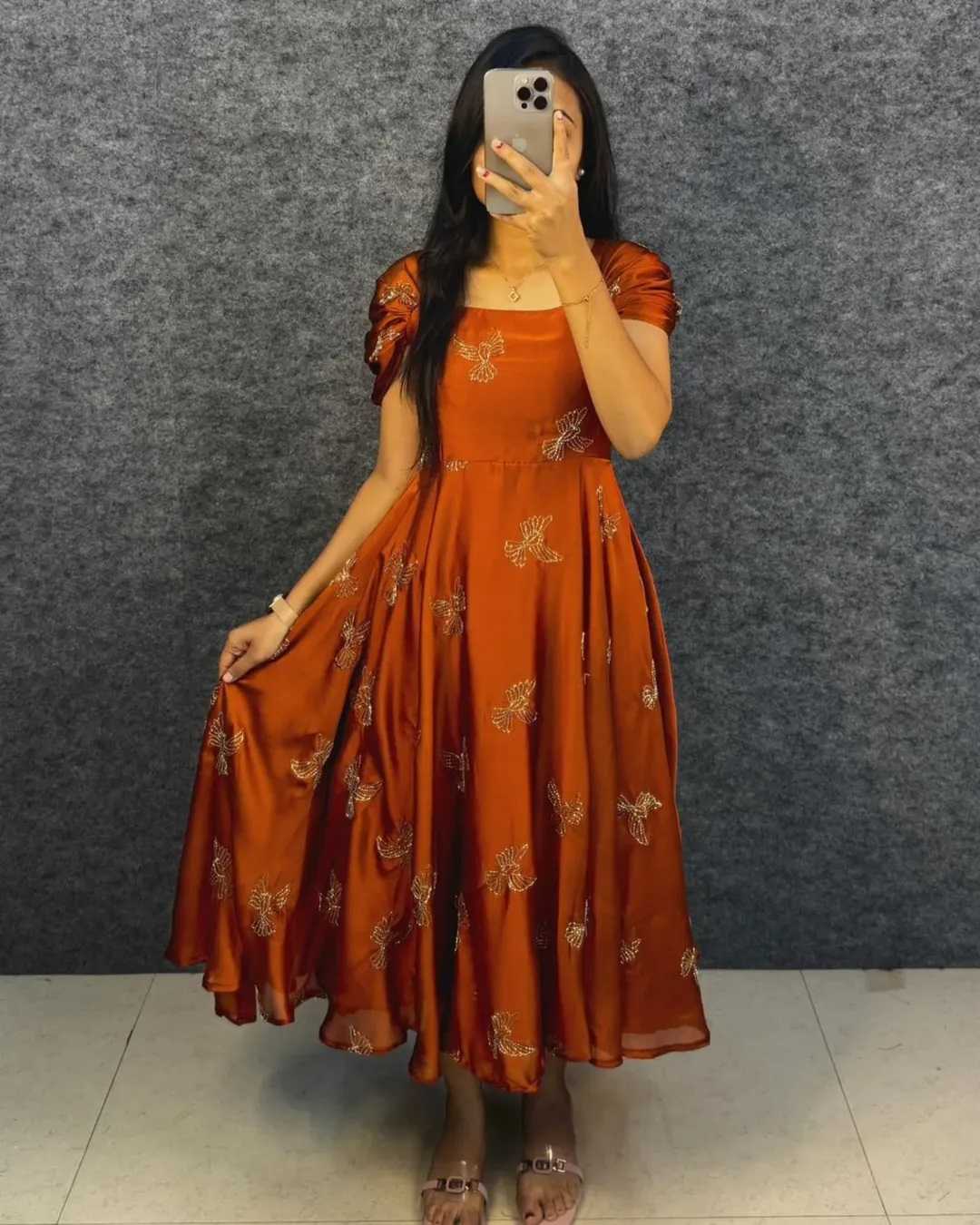 Rangoli Silk Embroidery Gown