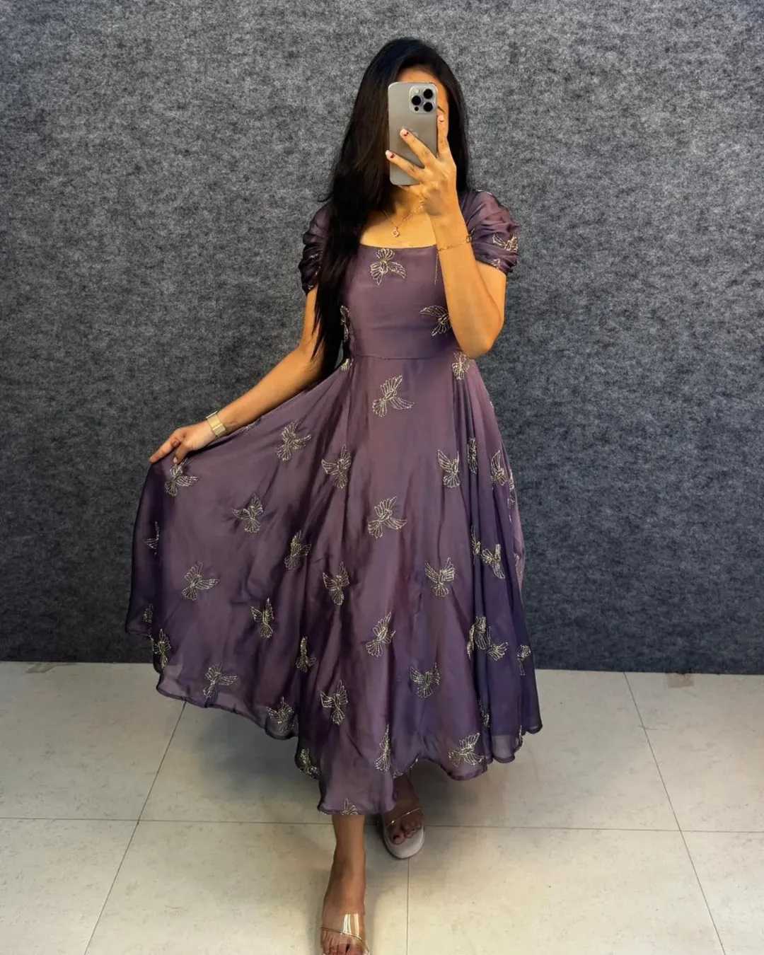 Rangoli Silk Embroidery Gown