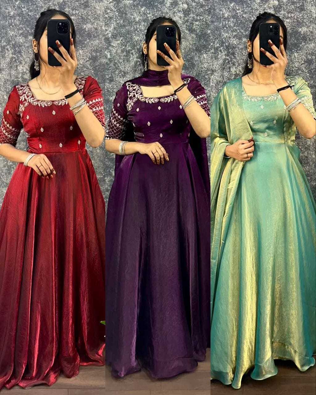 Satin Embroidery Gown