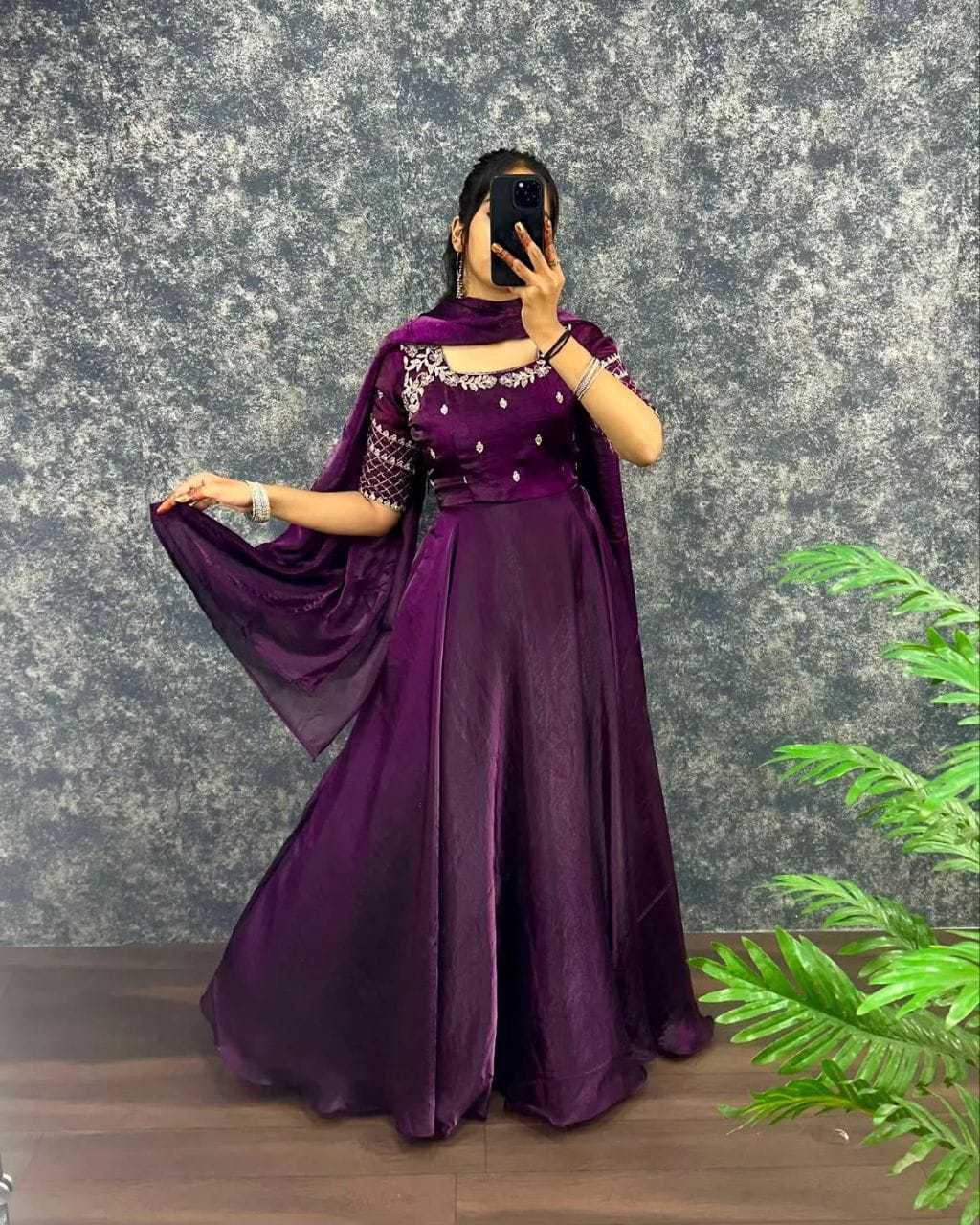 Satin Embroidery Gown