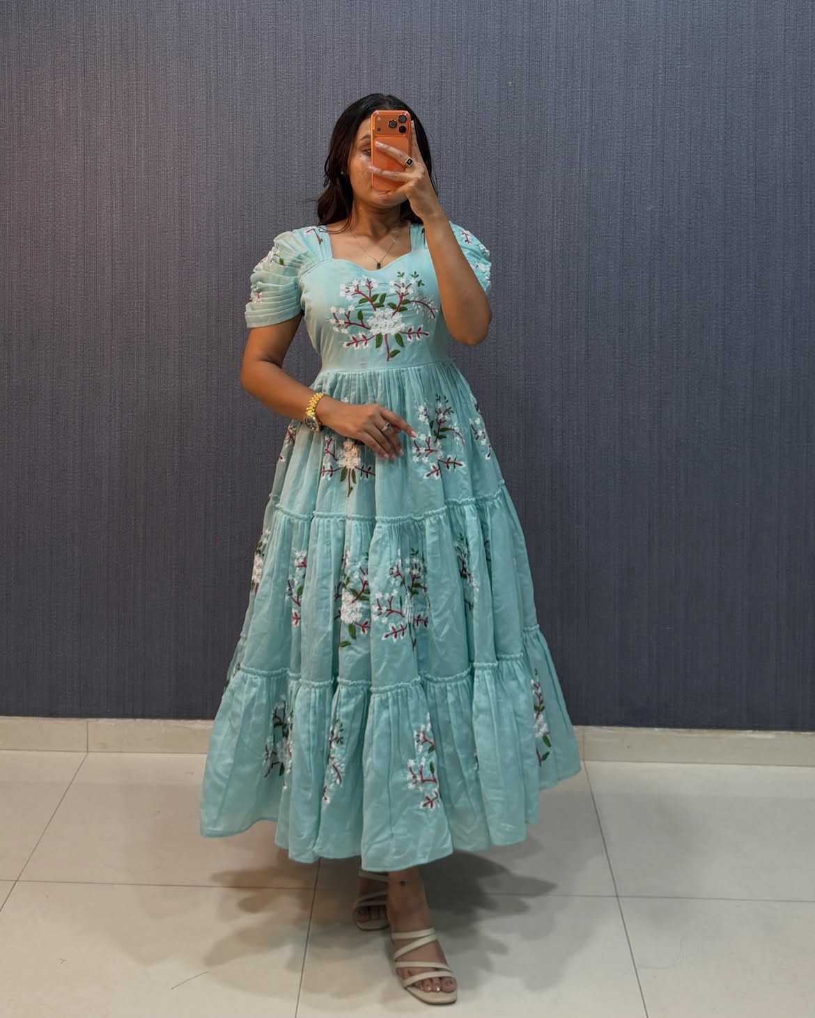 Cotton Fancy Gown in Sky