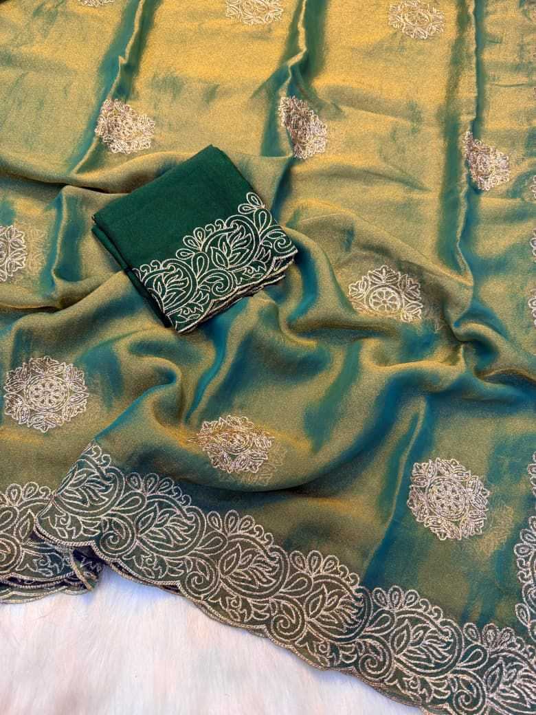 Dull Moss Designer Saree