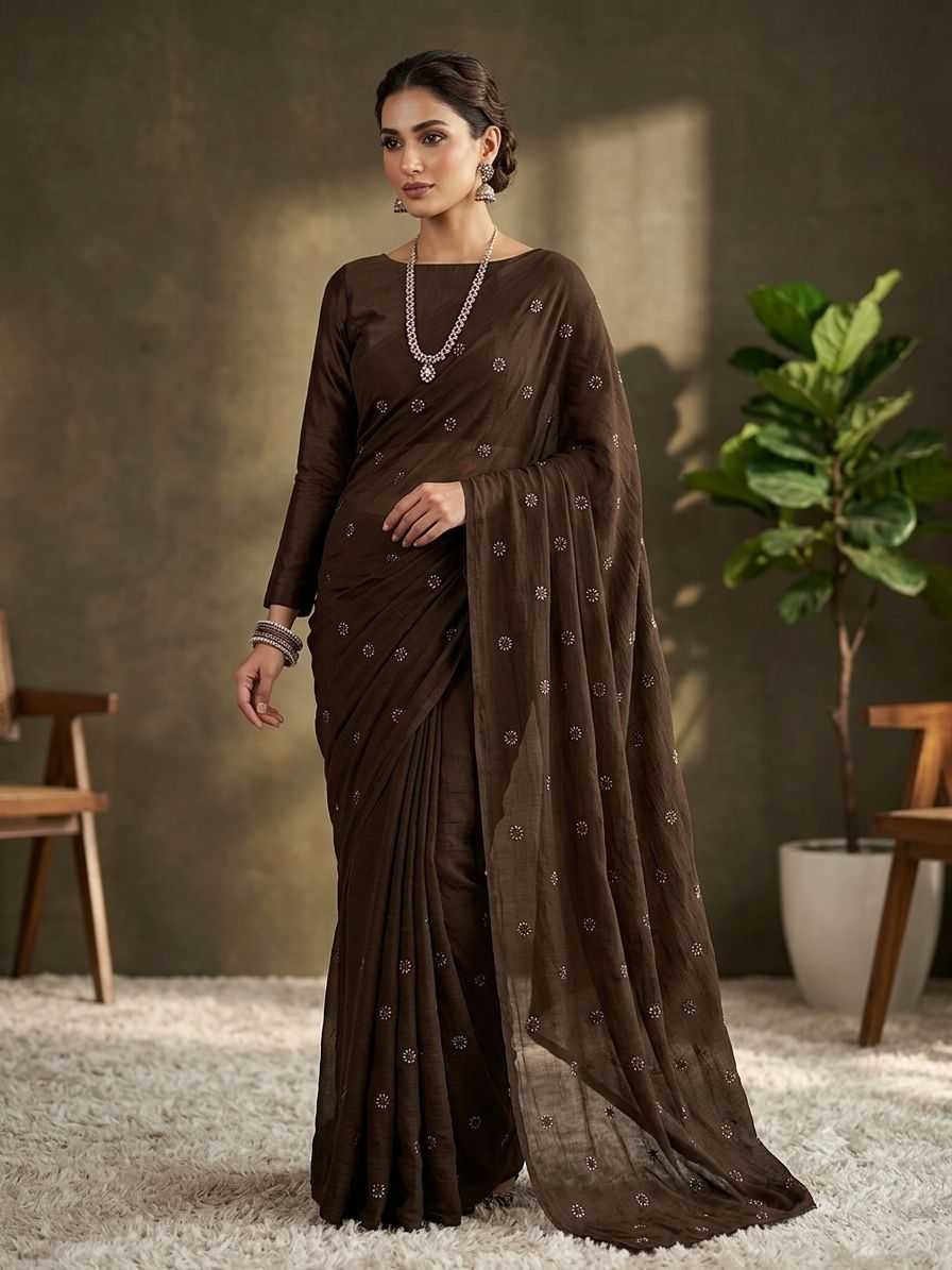 Coffee Crunchi Designer Saree