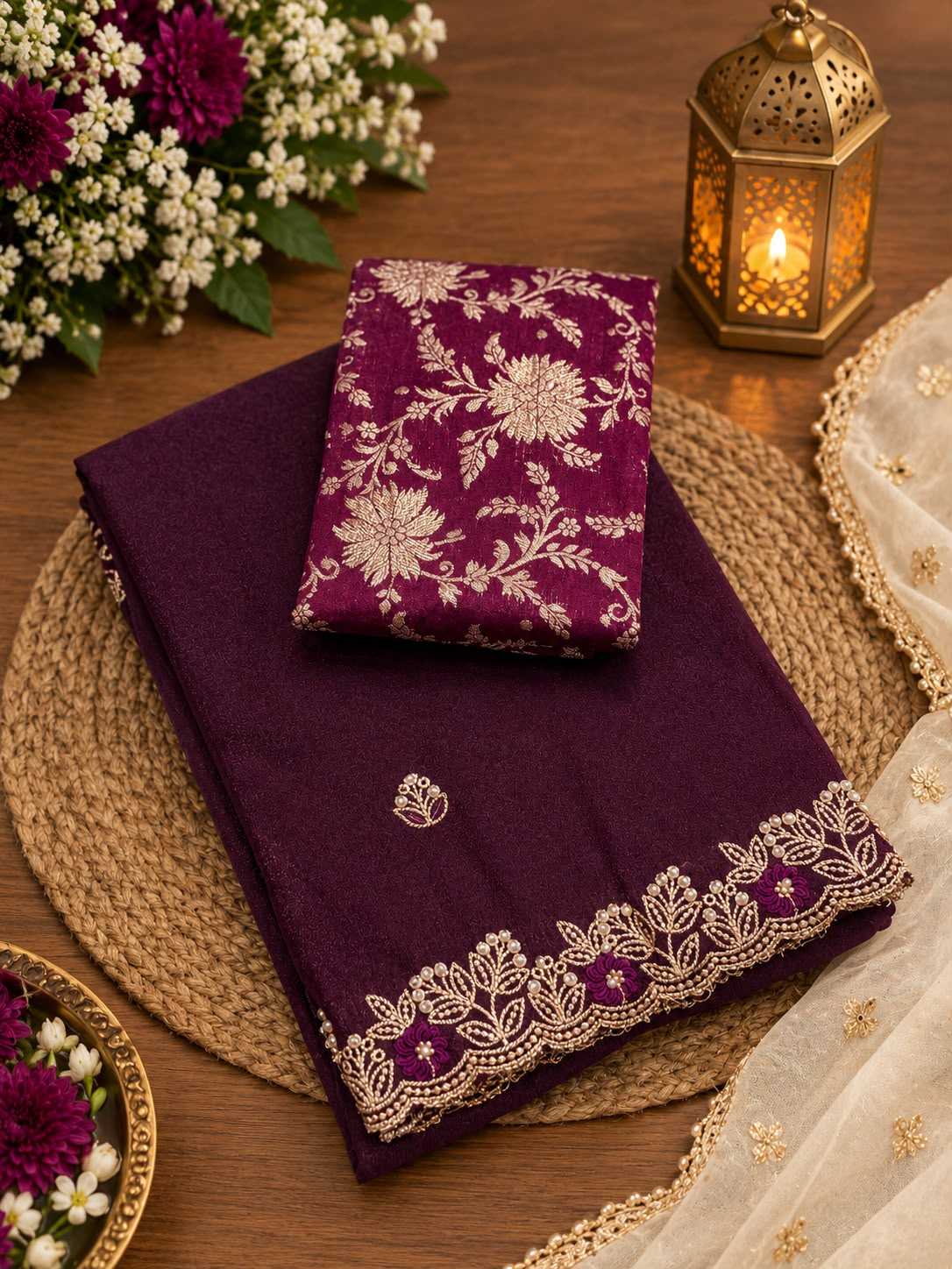 Premium Georgette Designer Saree in Purple