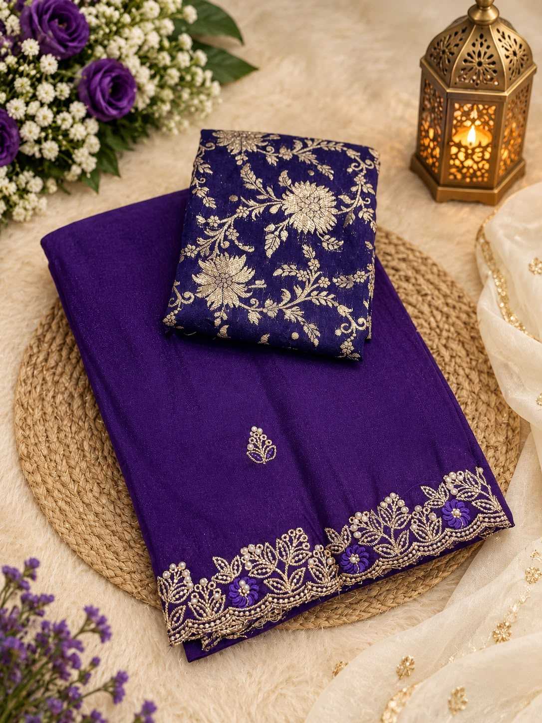 Premium Georgette Designer Saree in Purple