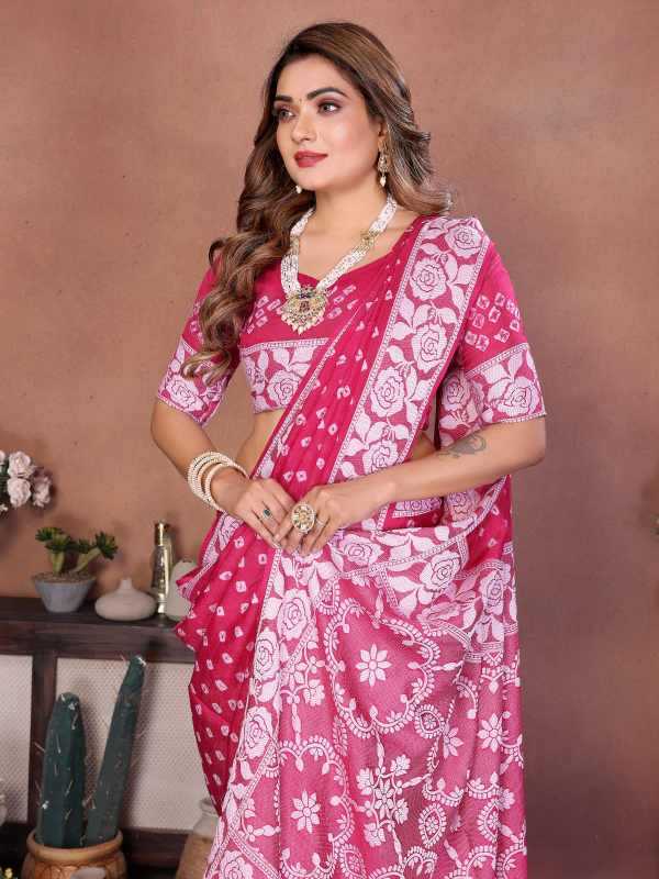 Mishari Viscose Bandhani Bandhej Saree