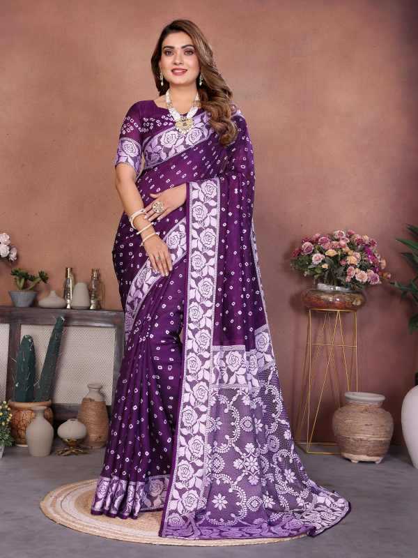 Mishari Viscose Bandhani Bandhej Saree