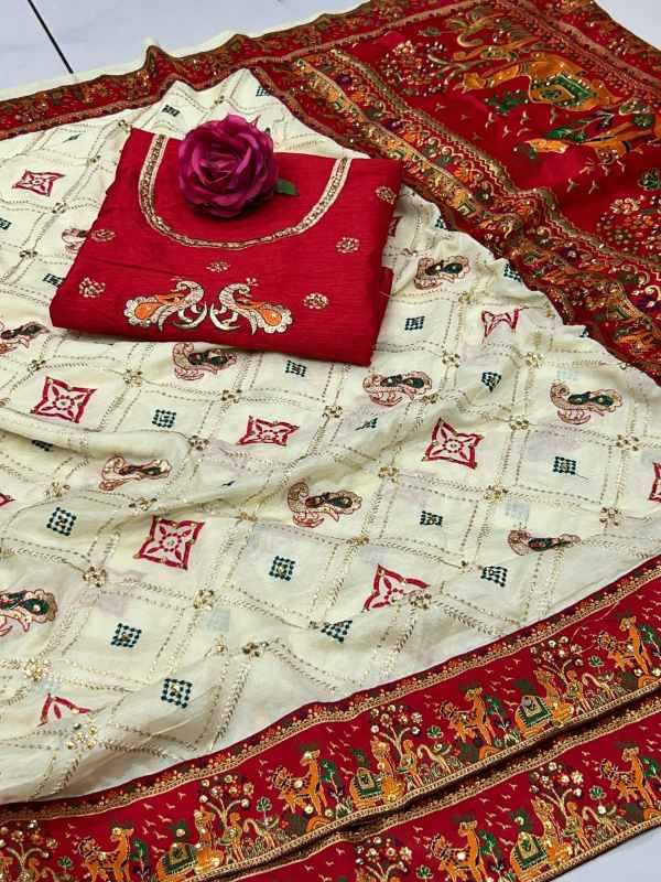 Patola Dola Silk Embroidered Saree