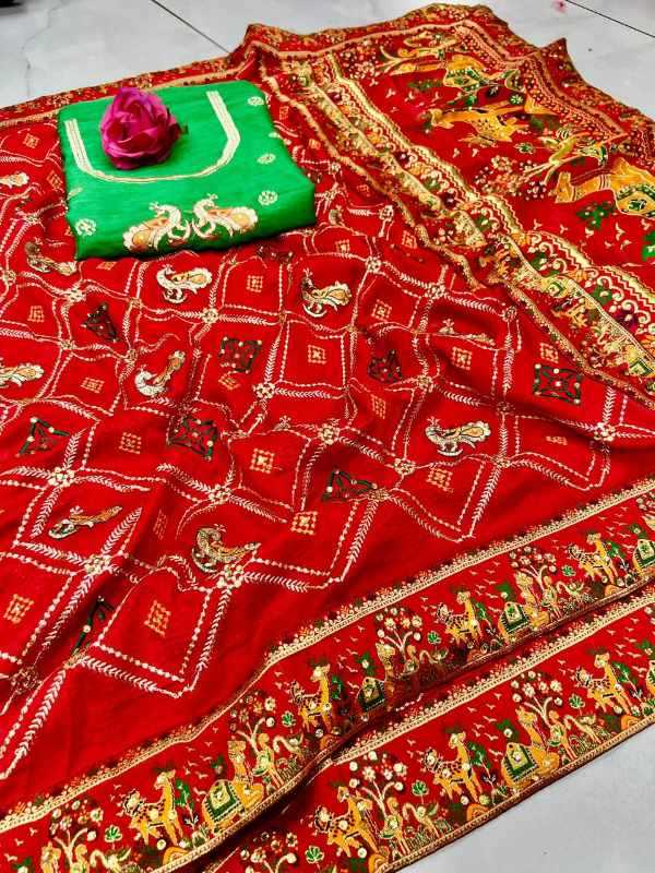 Patola Dola Silk Embroidered Saree