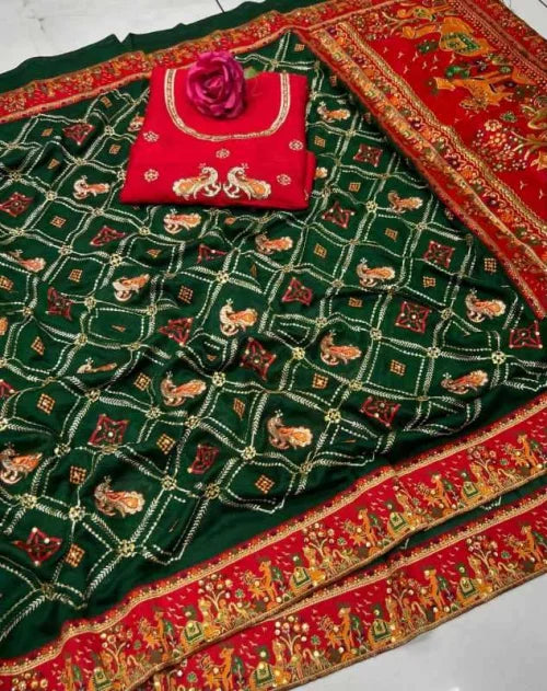 Patola Dola Silk Embroidered Saree