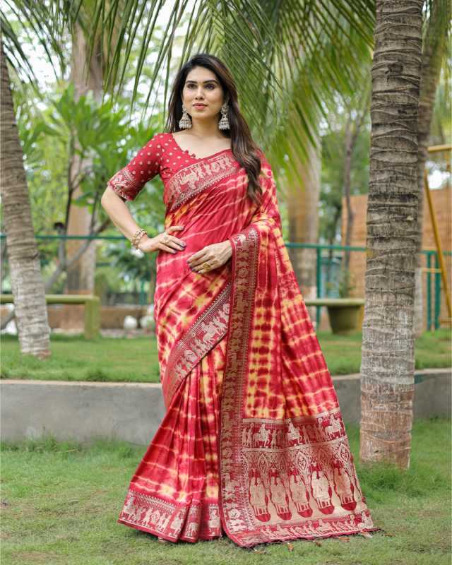Rangavelly Dola Silk Bandhani Bandhej Saree