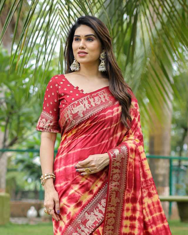 Rangavelly Dola Silk Bandhani Bandhej Saree