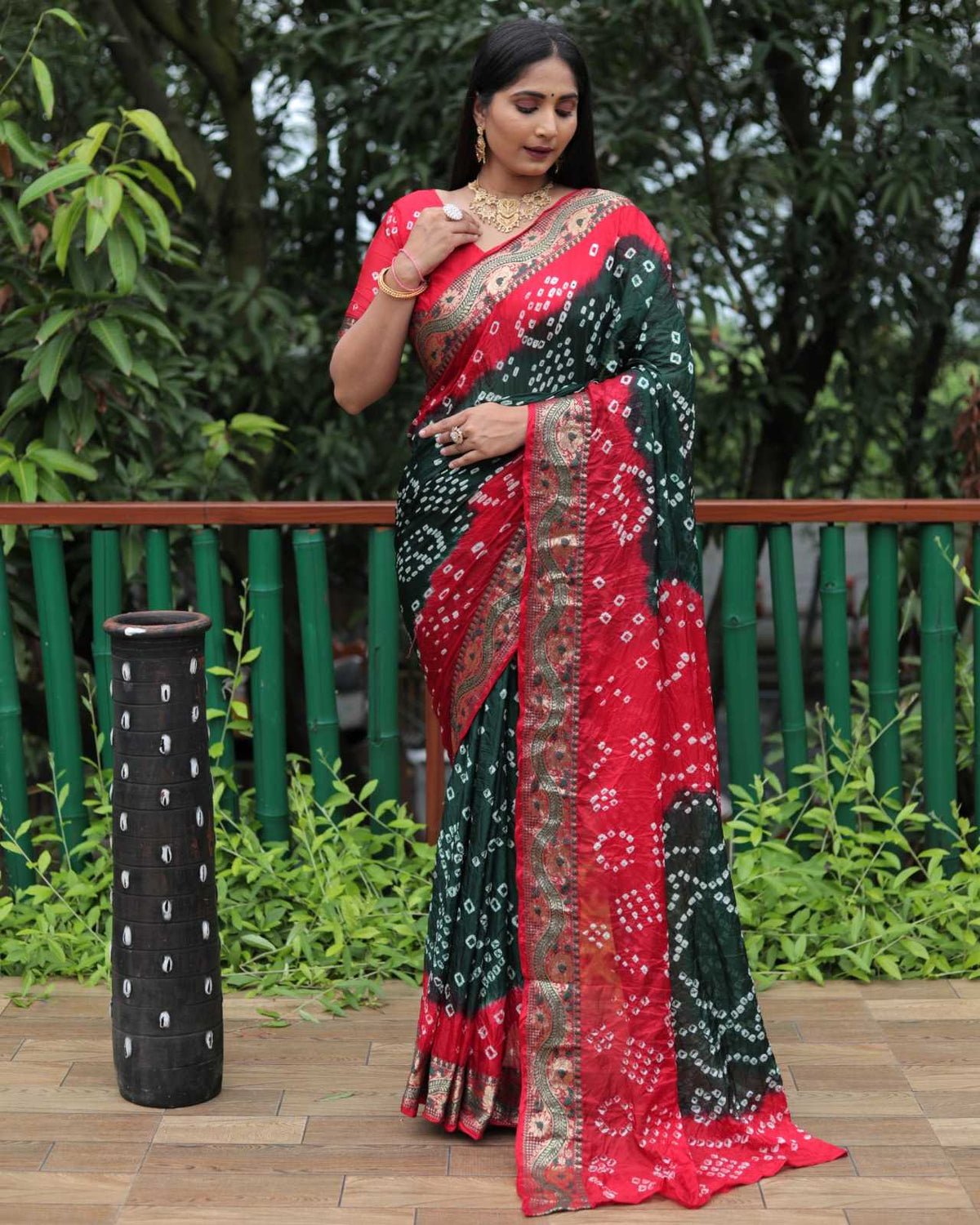 Rangoli Pure Silk Bandhani Bandhej Saree