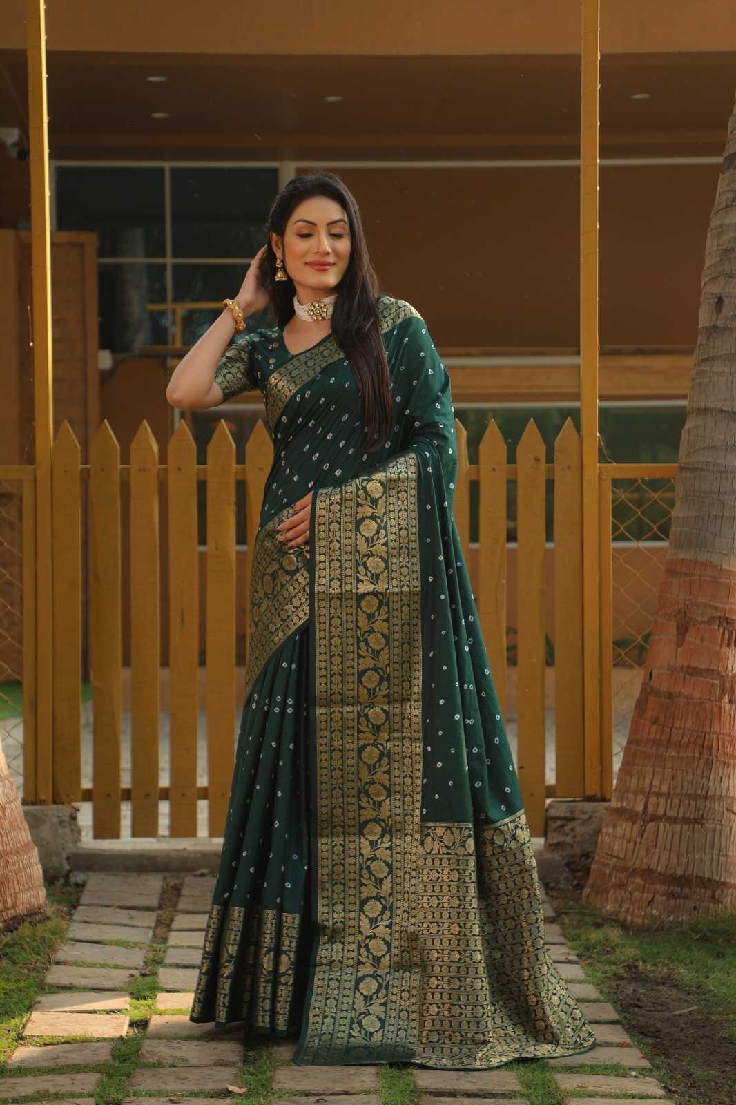 Rangoli Pure Silk Bandhani Bandhej Saree