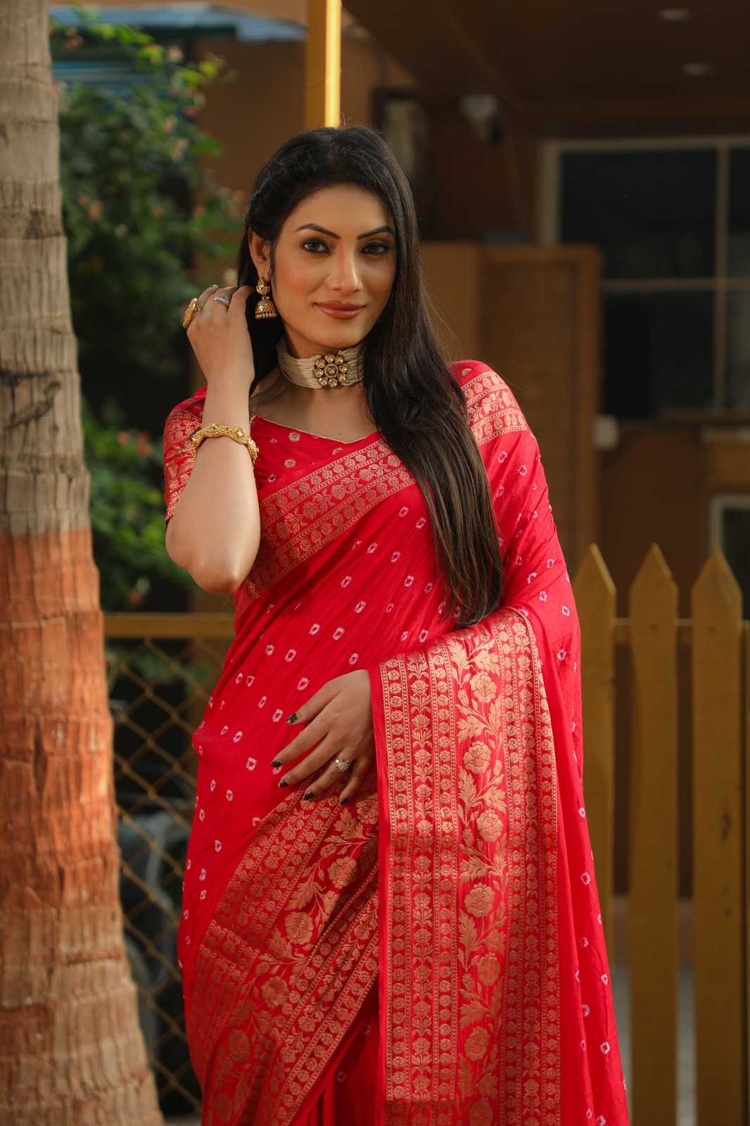 Rangoli Pure Silk Bandhani Bandhej Saree