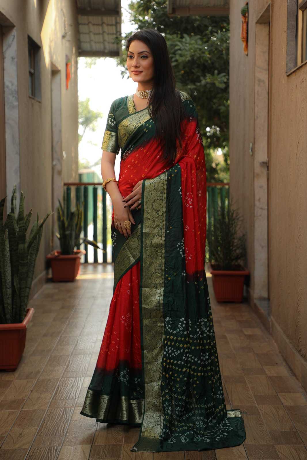 Rangoli Pure Silk Bandhani Bandhej Saree