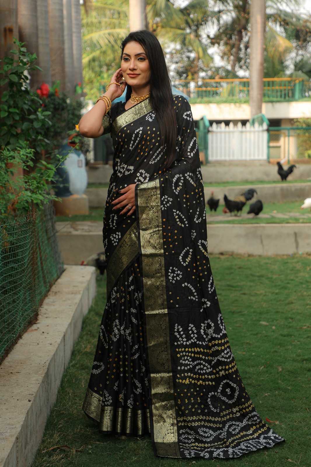 Rangoli Pure Silk Bandhani Bandhej Saree