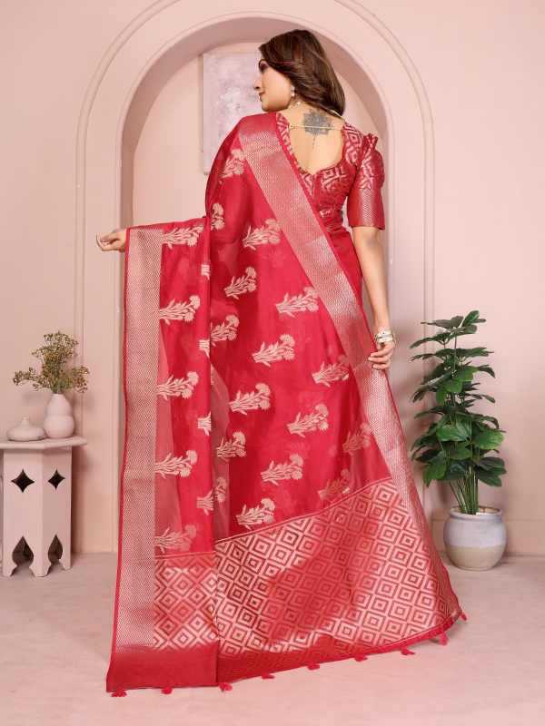 Rivayat Organza Silk Zari Border Saree