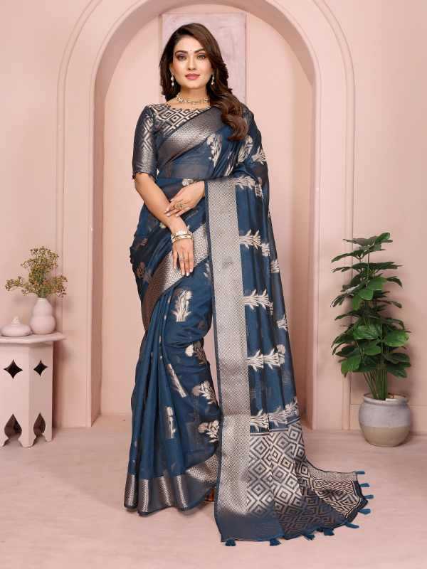 Rivayat Organza Silk Zari Border Saree