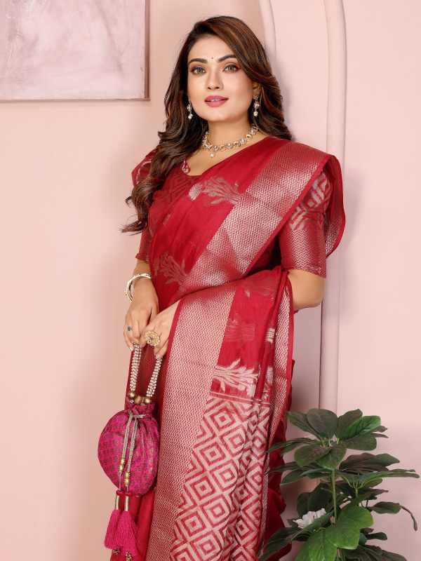 Rivayat Organza Silk Zari Border Saree